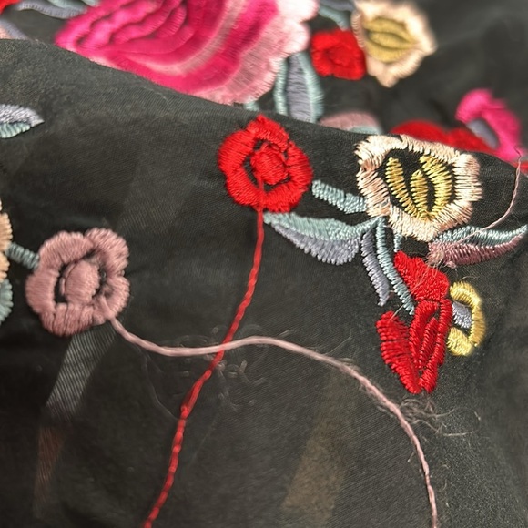 Zara size small embroidered button up black tunic shirt - Picture 5 of 9